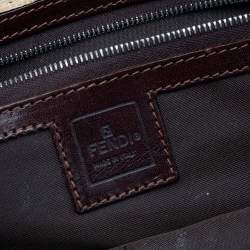 Pre Owned Fendi Cream/Brown Zucca Canvas and Leather Shoulder Bag