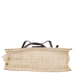Pre Owned Fendi Cream/Brown Zucca Canvas and Leather Shoulder Bag