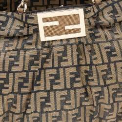 Fendi Tobacco Zucca Shimmer Canvas Large Mia Shoulder Bag