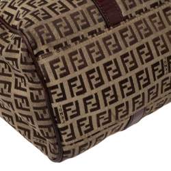 Pre Owned Fendi Tobacco Zuchhino Canvas and Leather FF Flap Satchel