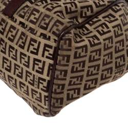 Pre Owned Fendi Tobacco Zuchhino Canvas and Leather FF Flap Satchel