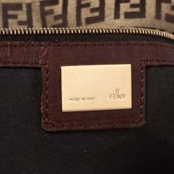 Pre Owned Fendi Tobacco Zuchhino Canvas and Leather FF Flap Satchel