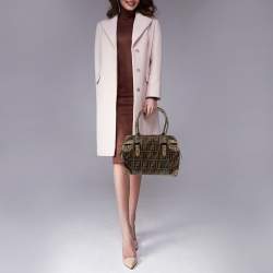 Pre Owned Fendi Tobacco Zucca Coated and Canvas B Mix Boston Bag