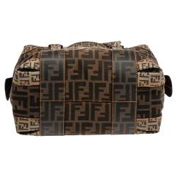 Pre Owned Fendi Tobacco Zucca Coated and Canvas B Mix Boston Bag