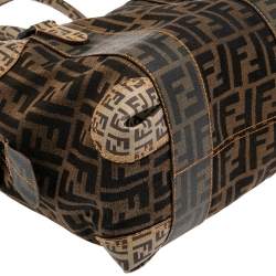 Pre Owned Fendi Tobacco Zucca Coated and Canvas B Mix Boston Bag