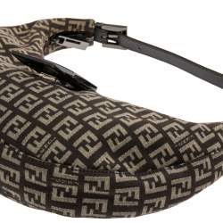 Pre Owned Fendi Beige/Brown Zucchino Canvas and Leather Flap Hobo
