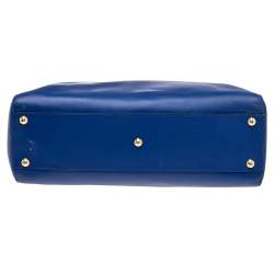 Pre Owned Fendi Blue Leather Medium Peekaboo Top Handle Bag