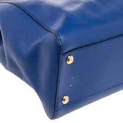 Pre Owned Fendi Blue Leather Medium Peekaboo Top Handle Bag