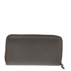 Pre Owned Fendi Taupe Leather Century Hypnoteyes Zip Around Wallet
