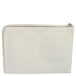 Pre Owned Fendi White/Grey Snakeskin & Leather Monster Flat Clutch