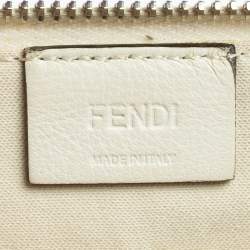 Pre Owned Fendi White/Grey Snakeskin & Leather Monster Flat Clutch