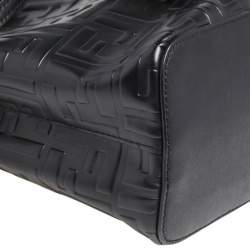 Pre Owned Fendi Black Zucca Leather Mini Mon Tresor Drawstring Bucket Bag