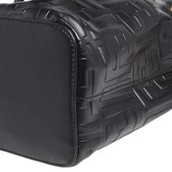 Pre Owned Fendi Black Zucca Leather Mini Mon Tresor Drawstring Bucket Bag