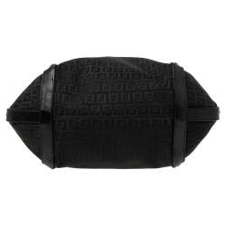 Pre Owned Fendi Black Zucchino Canvas and Leather Forever Hobo