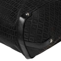 Pre Owned Fendi Black Zucchino Canvas and Leather Forever Hobo