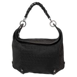Pre Owned Fendi Black Zucchino Canvas and Leather Forever Hobo