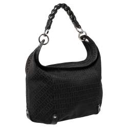 Pre Owned Fendi Black Zucchino Canvas and Leather Forever Hobo