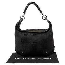 Pre Owned Fendi Black Zucchino Canvas and Leather Forever Hobo
