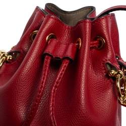 Pre Owned حقيبة فندي باكت أربطة ميني مون ترسور جلد أحمر