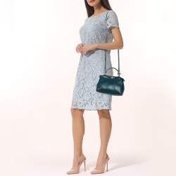 Pre Owned Fendi Blue Leather Mini Peekaboo Top Handle Bag