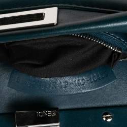 Pre Owned Fendi Blue Leather Mini Peekaboo Top Handle Bag