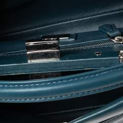 Pre Owned Fendi Blue Leather Mini Peekaboo Top Handle Bag