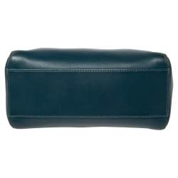 Pre Owned Fendi Blue Leather Mini Peekaboo Top Handle Bag