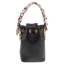 Pre Owned حقيبة فندي باكت أربطة ميني مون ترسور جلد أسود