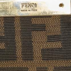 Fendi Tobacco Zucca Canvas And Leather Maxi Baguette Flap Shoulder Bag
