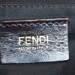 Fendi Tobacco Zucca Canvas And Leather Maxi Baguette Flap Shoulder Bag