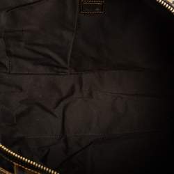 Pre Owned Fendi Brown/Black Zucca Canvas And Leather Mixed Media Boston Bag