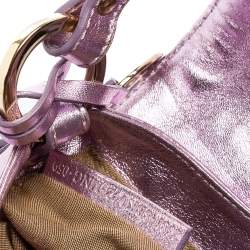 Pre Owned Fendi Metallic Lilac FF Embossed Leather Mini Chef Hobo