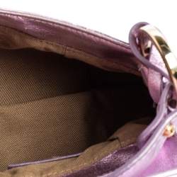 Pre Owned Fendi Metallic Lilac FF Embossed Leather Mini Chef Hobo