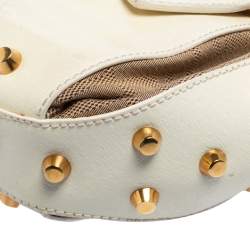 Fendi Beige/White Zucca Canvas And Leather Baguette