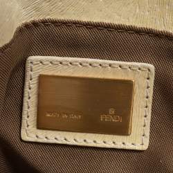 Fendi Beige/White Zucca Canvas And Leather Baguette
