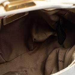 Fendi Beige/White Zucca Canvas And Leather Baguette