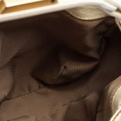 Fendi Beige/White Zucca Canvas And Leather Baguette