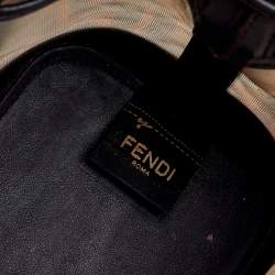 Pre Owned Fendi Brown Zucca Mesh and Leather Mini Mon Tresor Drawstring Bucket Bag 
