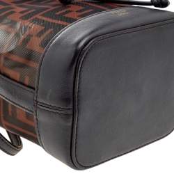 Pre Owned Fendi Brown Zucca Mesh and Leather Mini Mon Tresor Drawstring Bucket Bag 