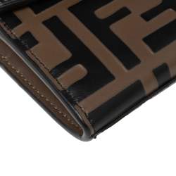 Fendi Tobacco Zucca Leather Flap Continental Wallet 