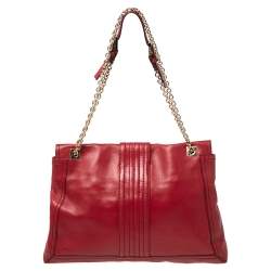 Fendi Red Leather Maxi Baguette Flap Shoulder Bag