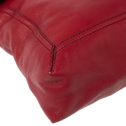 Fendi Red Leather Maxi Baguette Flap Shoulder Bag