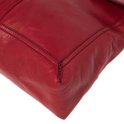 Fendi Red Leather Maxi Baguette Flap Shoulder Bag