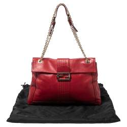 Fendi Red Leather Maxi Baguette Flap Shoulder Bag