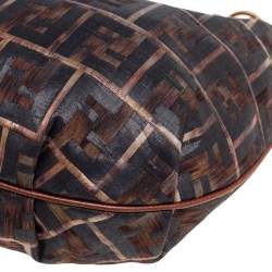 Pre Owned Fendi Multicolor Zucca Jacquard Fabric Chef Chain Link Hobo
