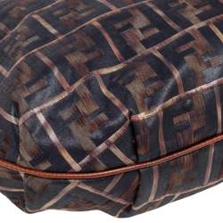 Pre Owned Fendi Multicolor Zucca Jacquard Fabric Chef Chain Link Hobo