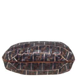 Pre Owned Fendi Multicolor Zucca Jacquard Fabric Chef Chain Link Hobo