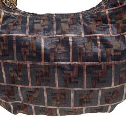 Pre Owned Fendi Multicolor Zucca Jacquard Fabric Chef Chain Link Hobo