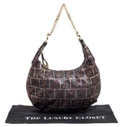 Pre Owned Fendi Multicolor Zucca Jacquard Fabric Chef Chain Link Hobo