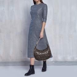 Pre Owned Fendi Multicolor Zucca Jacquard Fabric Chef Chain Link Hobo
